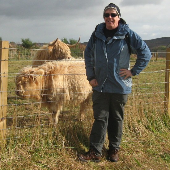 Bob with a couple of coos in Culloden
